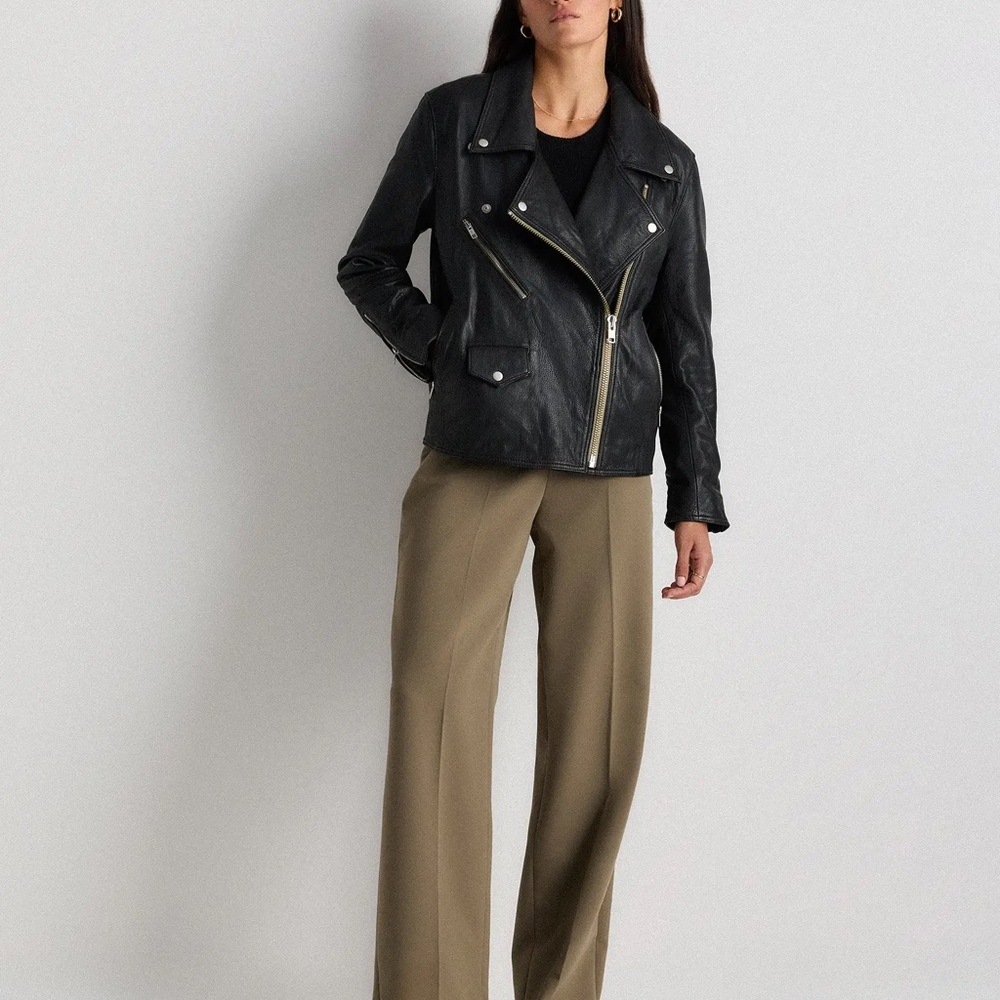 Quince 100% Leather Oversized Biker Jacket - XS - Picture 5 of 9